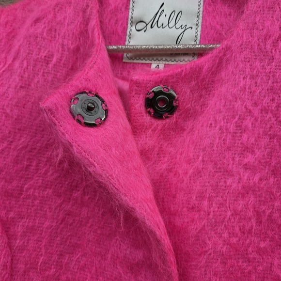 Milly New York Bright Barbie Pink Mohair Wool 3/4 sleeve Jacket Coat Blazer Sz.4 - Picture 8 of 15